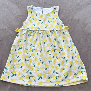 Zara Girls Lemon Print Dress With Bows Size 2-3
